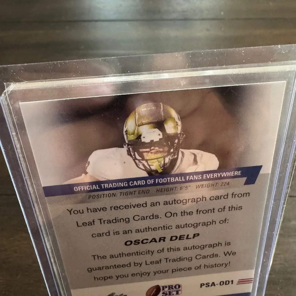 Leaf Pro Set Trading Card Oscar Delp White Autograph Rookie Card PSA-OD1
